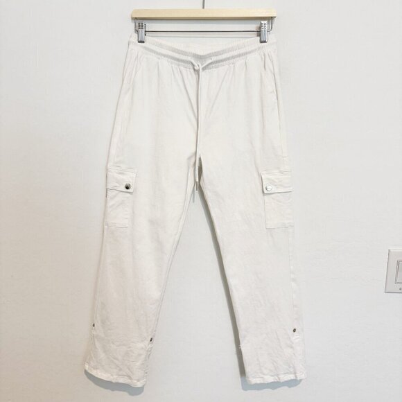 NEW Patrizia Luca High Rise Pull On Cargo Pants Roll Tab White NWOT Size Large - Picture 9 of 9